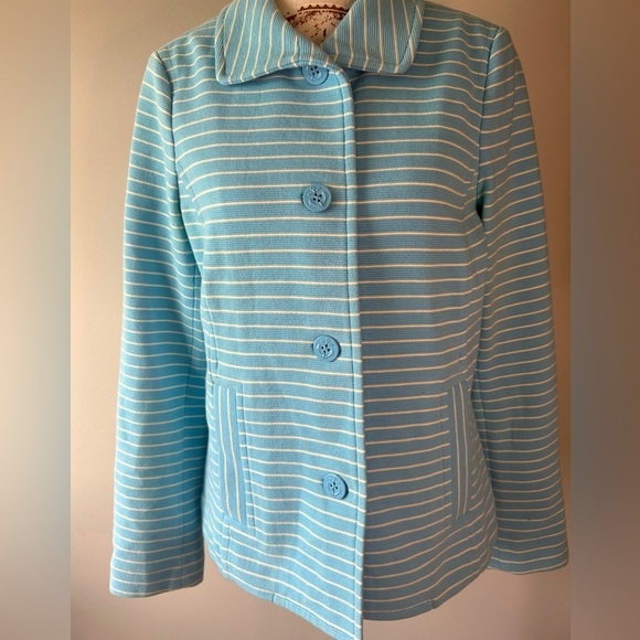 Talbots robin egg blue nautical button up jacket size small - Picture 2 of 13